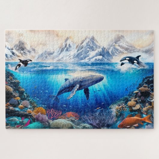 水中の水彩風景 ジグソーパズル (横)