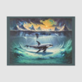 水中の氷の世界でキラークジラ（オルカ） 薄葉紙 (正面)