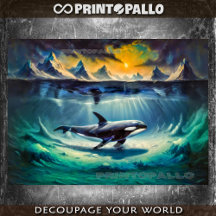 水中の氷の世界でキラークジラ（オルカ）