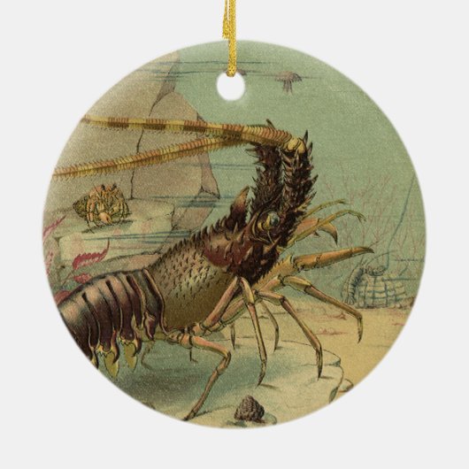 水中の海の生き物 ショウガエビ、ヴィンテージの海洋動物 セラミックオーナメント (裏面)