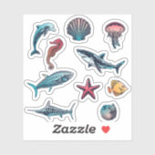 水中の海の生物のシール |ダイカットのシール シール (シート)