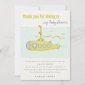 水中の潜水艦の赤ちゃんシャワーでかわいいダイビング サンキューカード (正面)
