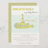 水中の潜水艦の赤ちゃんシャワーでかわいいダイビング サンキューカード (正面/裏面)