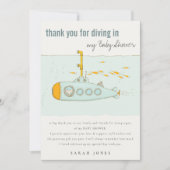 水中の潜水艦の赤ちゃんシャワーでかわいいダイビング サンキューカード (正面)
