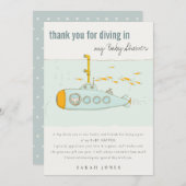 水中の潜水艦の赤ちゃんシャワーでかわいいダイビング サンキューカード (正面/裏面)