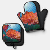 水中の牡丹 鍋つかみ&鍋敷きセット (正面/裏面)