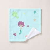 水中の生き物のパターン青 バスタオルセット (ウォッシュタオル)