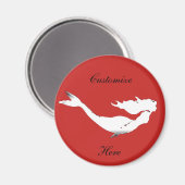 水中の白い人魚の泳ぎ マグネット (正面/裏面)