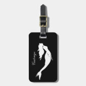 水中の白い人魚の泳ぎ ラゲッジタグ (正面縦)