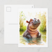 水中の笑顔のヒポ シーズンポストカード (正面/裏面)