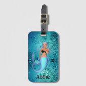 水中の美しい人魚パーソナライズされた ラゲッジタグ (正面縦)