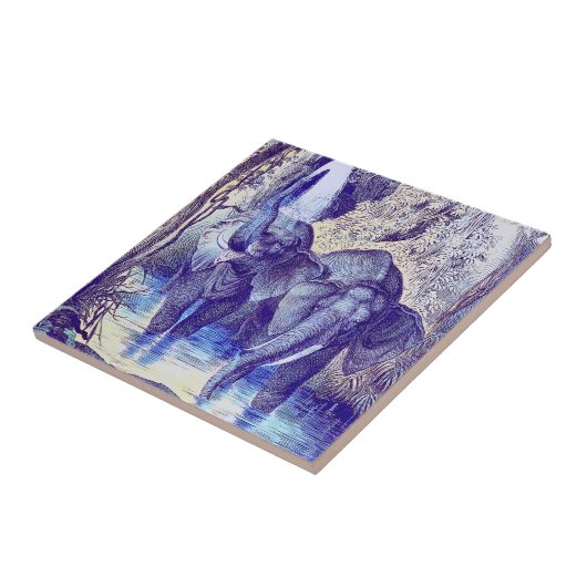 水中の象 タイル (側面)