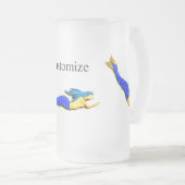 水中の青い尾の人魚 フロストグラスビールジョッキ (正面右)