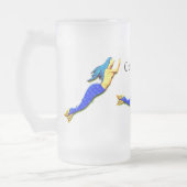 水中の青い尾の人魚 フロストグラスビールジョッキ (左)