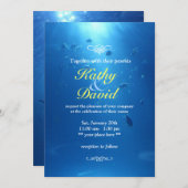 水中の青い海をテーマにした美結婚しい 招待状 (正面/裏面)