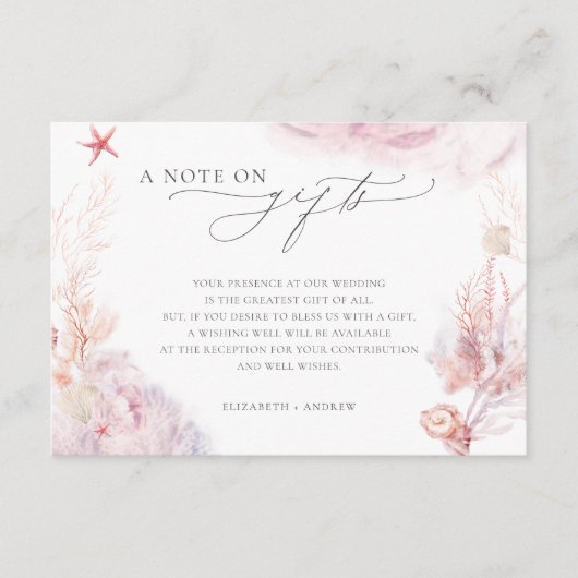 水中の願い事の結婚贈り物に注意 エンクロージャーカード (正面)