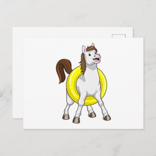 水中の馬(ライフブイ付き) ポストカード (正面/裏面)