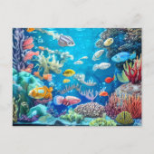 水中の魚のシおもしろいーン ポストカード (正面)