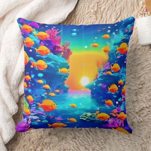 水中の鮮やか楽園が見つかった クッション (ブランケット)