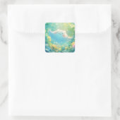 水中よくはしゃぐ庭園のマンタ・レイ スクエアシール (バッグ)