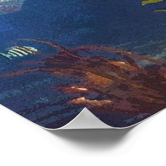 水中を泳ぐ人魚たち3人 ポスター (角)