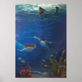 水中を泳ぐ人魚たち3人 ポスター (正面)
