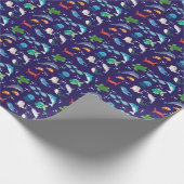 水中を泳ぐ可愛い海の生き物 ラッピングペーパー (角)