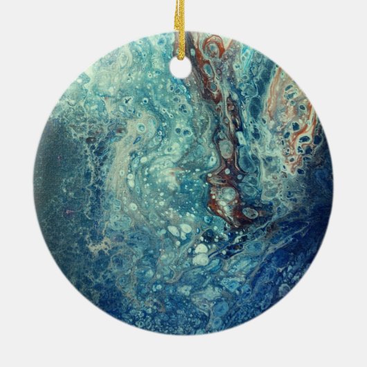水中アクリル抽象芸術絵画ズ セラミックオーナメント (裏面)