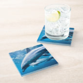 水中イルカ ガラスコースター (アングル)