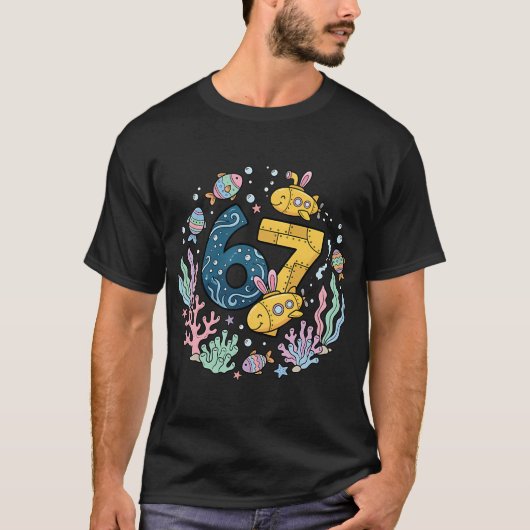 水中イースター67ウサギ潜水艦アドベンチャー Tシャツ (正面)