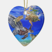 水中ウミガメの芸術の絶滅危ぐ種 セラミックオーナメント (左)