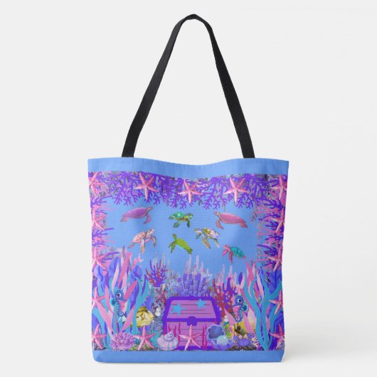 水中ウミガメ友だちトートバッグ トートバッグ (裏面)