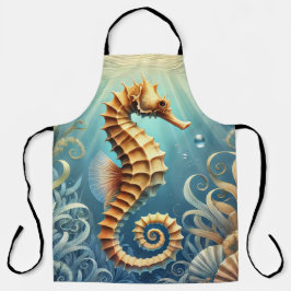 水中エレガントを泳ぐ海馬 エプロン