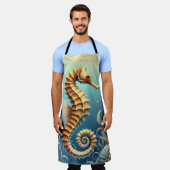 水中エレガントを泳ぐ海馬 エプロン (着用した状態)