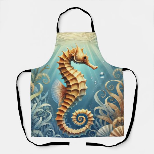 水中エレガントを泳ぐ海馬 エプロン (正面)