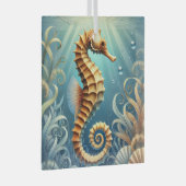 水中エレガントを泳ぐ海馬 ガラスオーナメント (正面右)