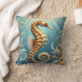 水中エレガントを泳ぐ海馬 クッション (ブランケット)