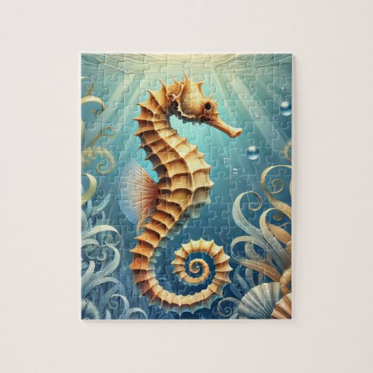 水中エレガントを泳ぐ海馬 ジグソーパズル (縦)