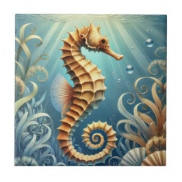 水中エレガントを泳ぐ海馬 タイル