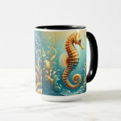 水中エレガントを泳ぐ海馬 マグカップ (正面右)