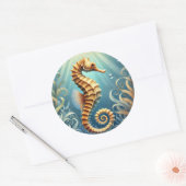 水中エレガントを泳ぐ海馬 ラウンドシール (封筒)