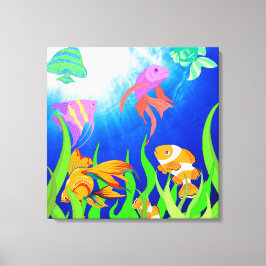水中オアシス熱帯魚パラダイス キャンバスプリント
