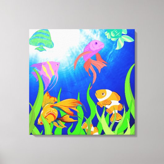水中オアシス熱帯魚パラダイス キャンバスプリント (正面)