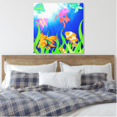 水中オアシス熱帯魚パラダイス キャンバスプリント (インサイチュ (寝室))