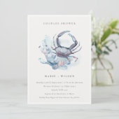 水中カニコーラルコスタルカップルシャワー招待状 サンキューカード (スタンド正面)