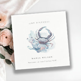 水中カニ航海のコーラルエイジ誕生日 スタンダードカクテルナプキン