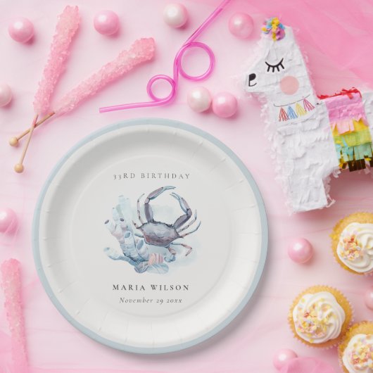 水中カニ航海のコーラルエイジ誕生日 ペーパープレート (パーティー)
