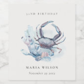 水中カニ航海のコーラルエイジ誕生日 ワインラベル (シングルラベル)