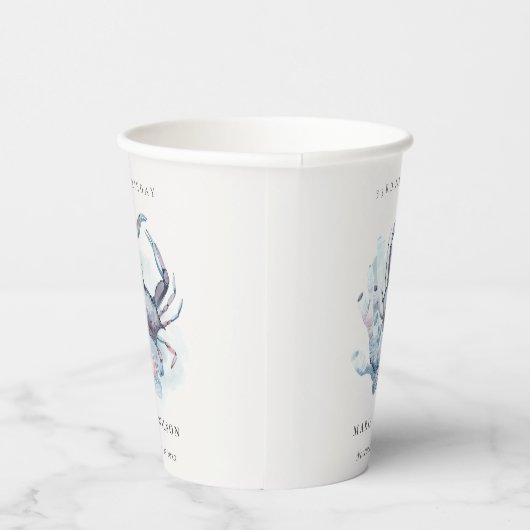 水中カニ航海のコーラルエイジ誕生日 紙コップ (右)