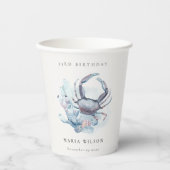 水中カニ航海のコーラルエイジ誕生日 紙コップ (正面)